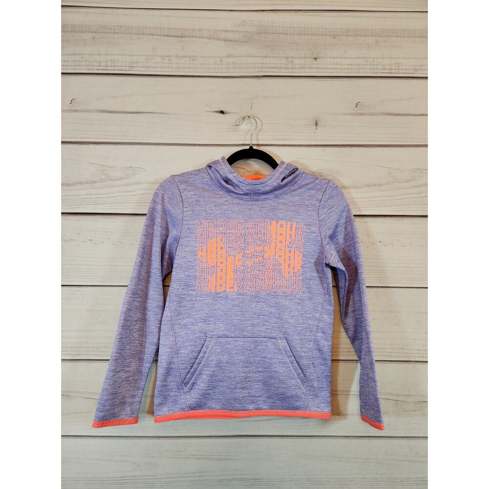 Under Armour Girls Purple‎ Orange Long Sleeve Pullover Hoodie Sweatshirt Size M